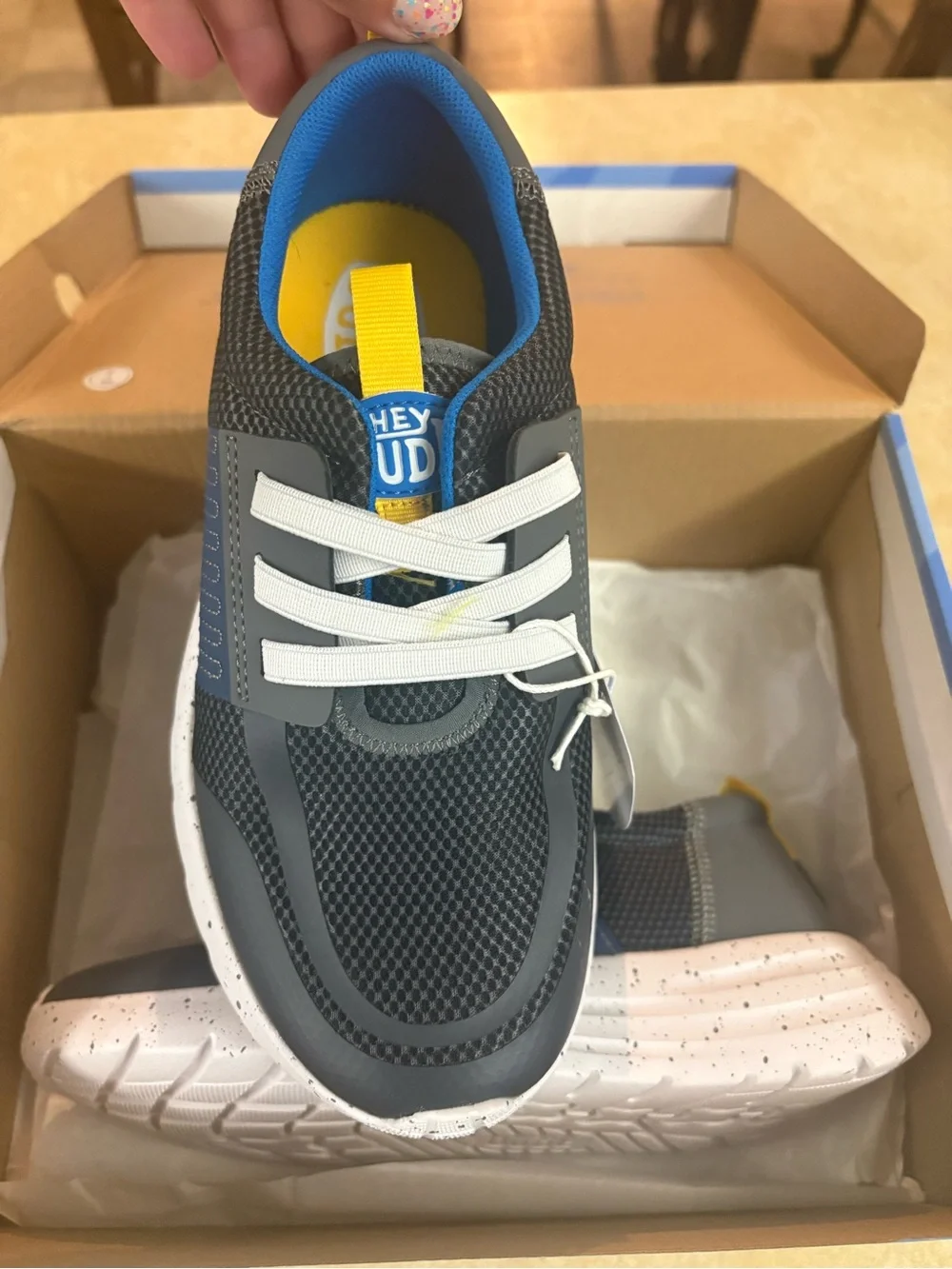 Hey Dude Kids Grey and Blue Lightweight Sneakers Sirocco Play Varsity